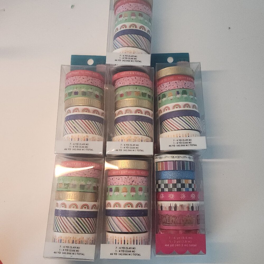 Birthday & Girl Power Washi Tape Bundle – 7 Sets | Scrapbook & Craft Supplies